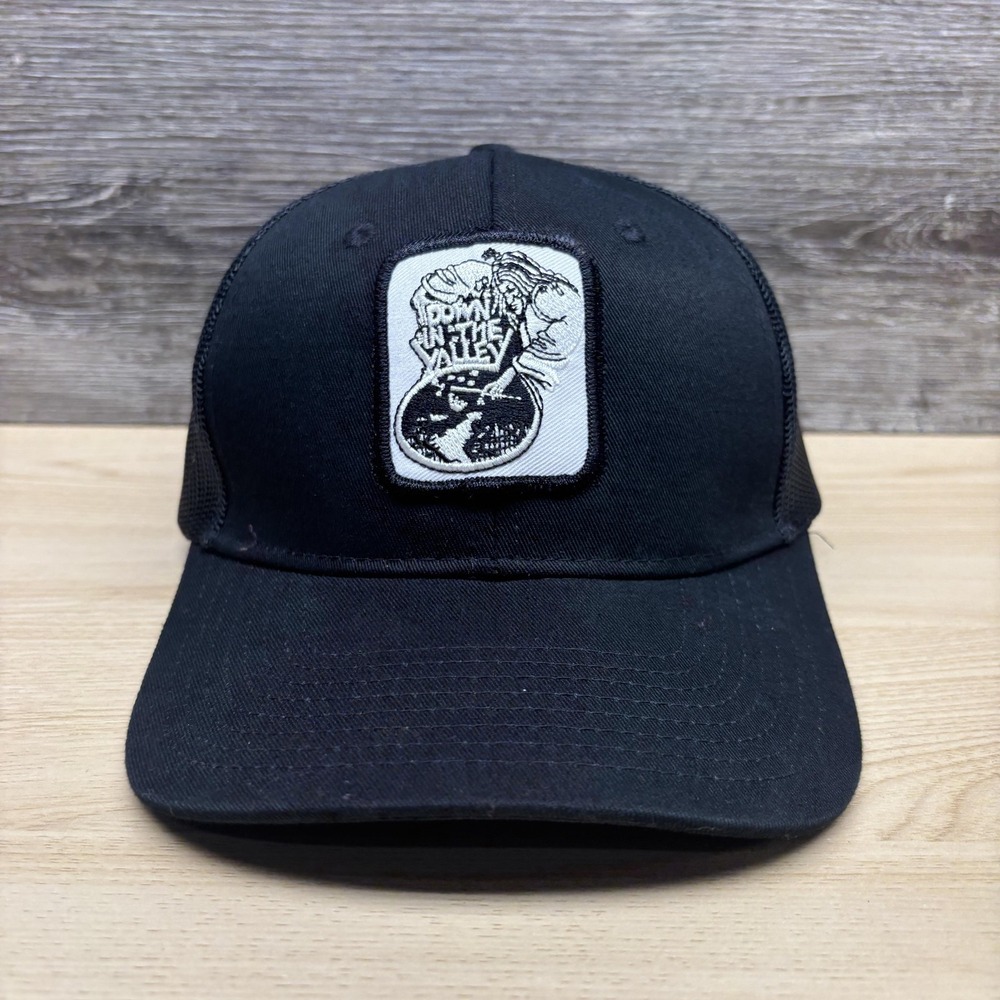 Down In The Valley Hat Cap Snap Back Black Mesh Trucker Patch Mens